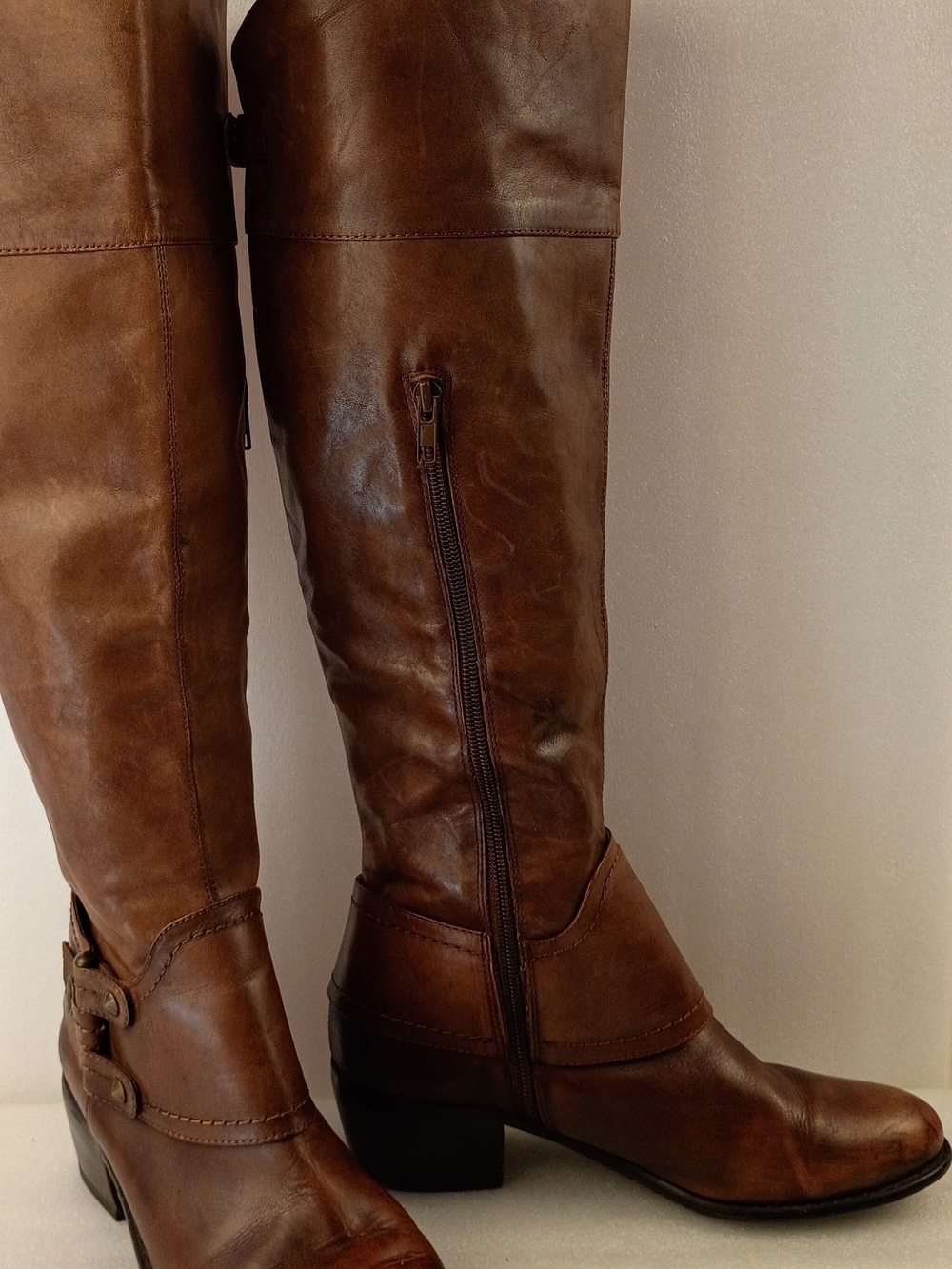 Artur Chiang Women’s Brown Leather Knee High Riding Boots Size 8 Side Zip...